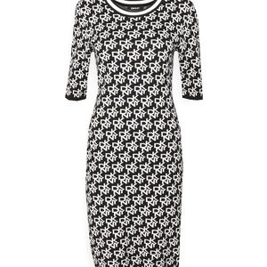 DKNY Logo Knit Dress B&W